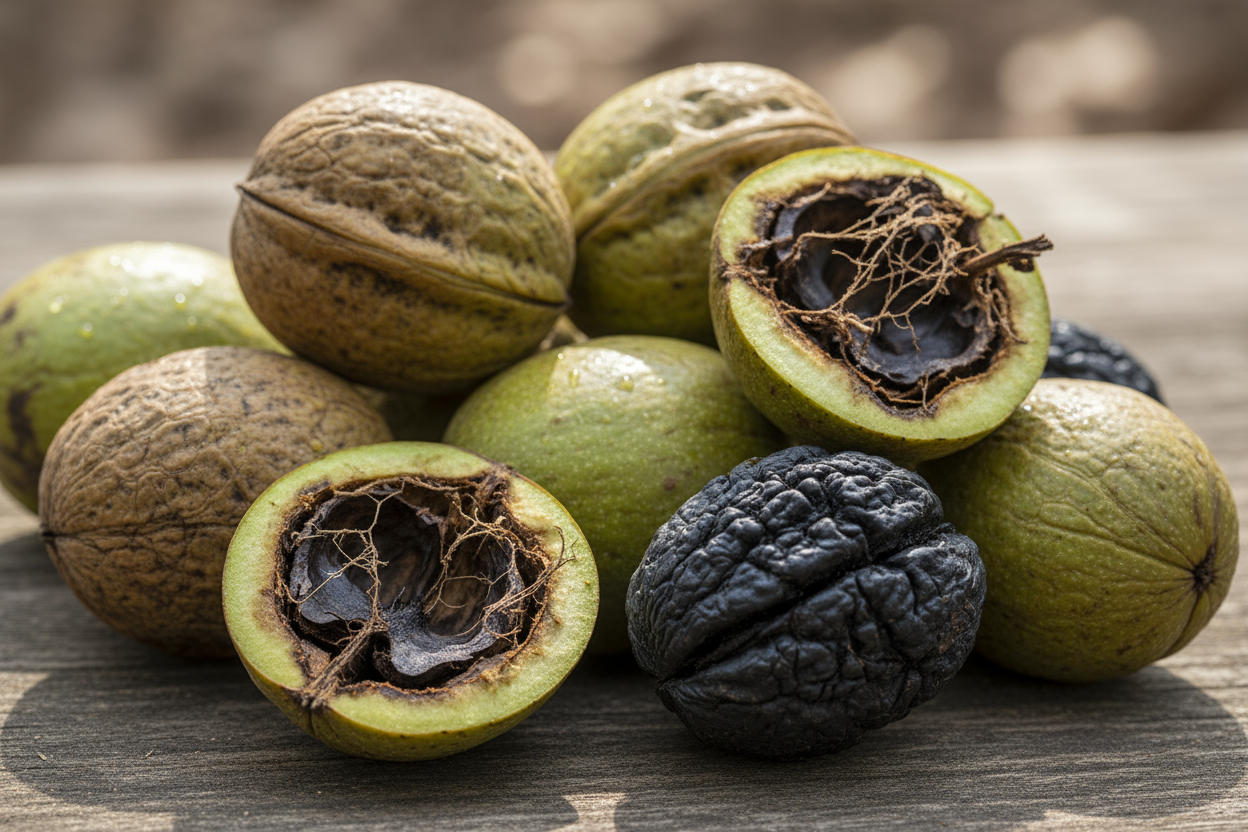 black walnuts with husk